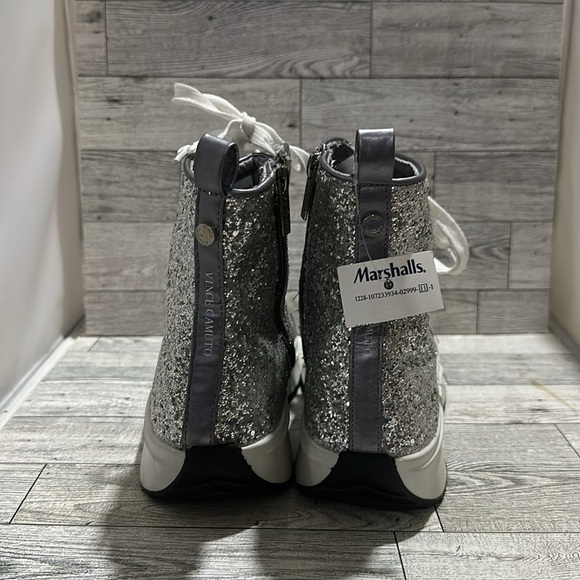 Vince camuto silver glitttery high top sneaker shoes size 4 - Picture 5 of 9